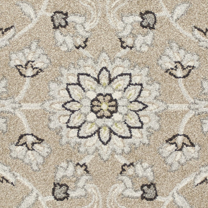 5'X8' Beige Grey Machine Woven Uv Treated Floral Traditional Indoor Outdoor Area Rug