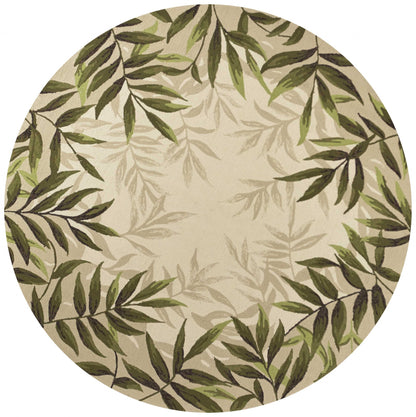 5' X 7' Sand Leaves Uv Treated Indoor Outdoor Area Rug