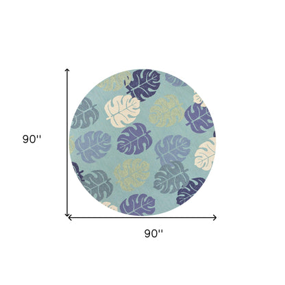 7' X 9'  Uv Treated Polypropylene Turquoise Area Rug