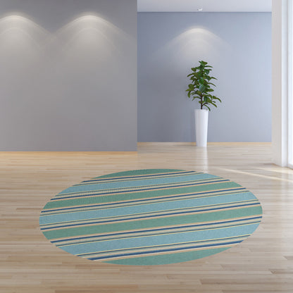 5' X 7' Ocean Stripes Uv Treated Indoor Outdoor Area Rug