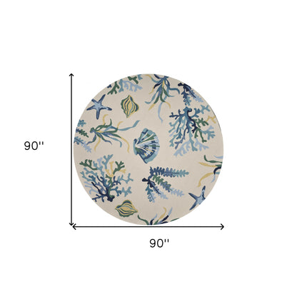 7' X 9'  Uv Treated Polypropylene Ivory Or Blue Area Rug