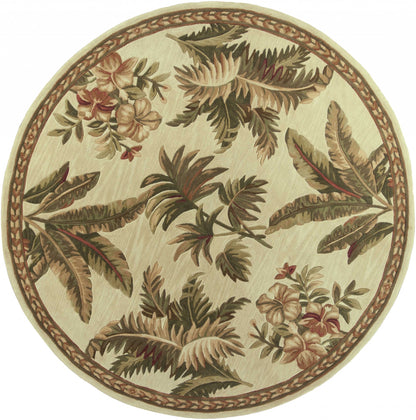 10' Ivory Hand Tufted Tropical Indoor Runner Rug