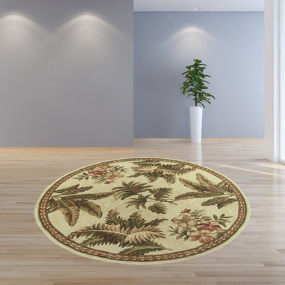 10' Ivory Hand Tufted Tropical Indoor Runner Rug