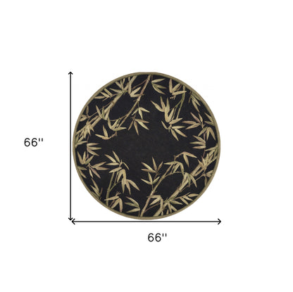 8' X 11'  Wool Black And Bamboo Area Rug