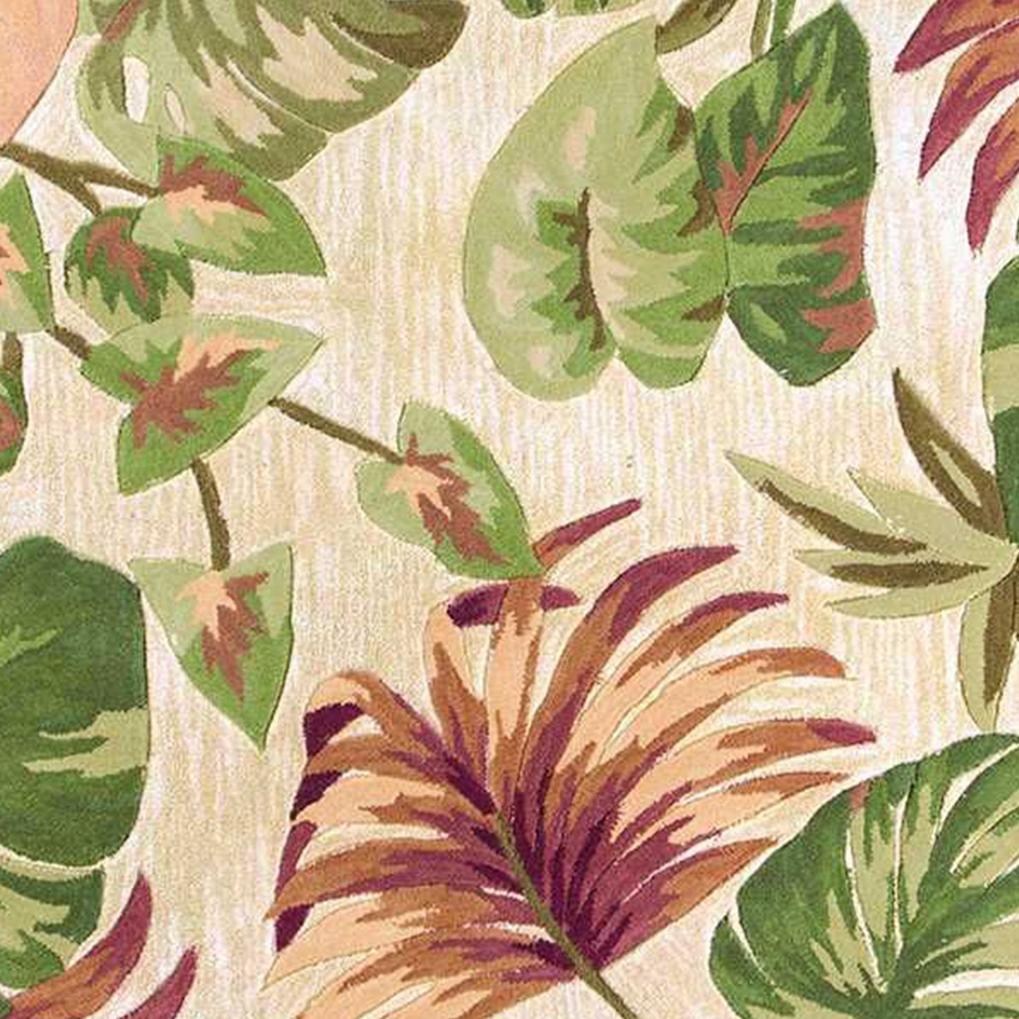 3' X 5' Beige Palm Leaves Wool Indoor Area Rug