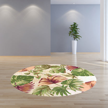 3' X 5' Beige Palm Leaves Wool Indoor Area Rug