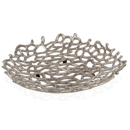 16" Modern Raw Silver Coral Centerpiece Bowl