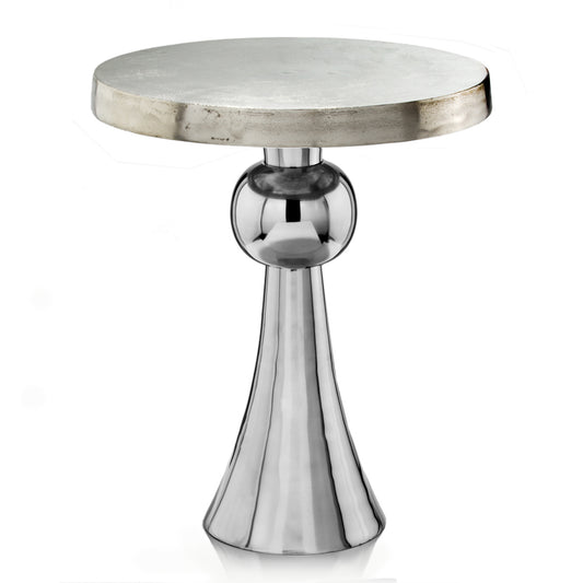 27" Silver Aluminum Round End Table