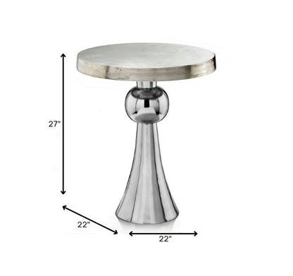 27" Silver Aluminum Round End Table