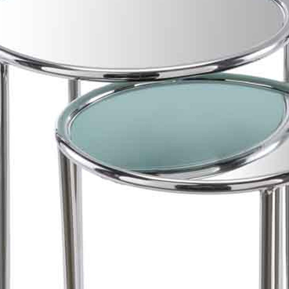 22" Silver Aluminum Round End Table
