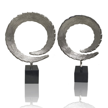 3" X 10" X 15.5" Silver And Black Small Tail Sculpture