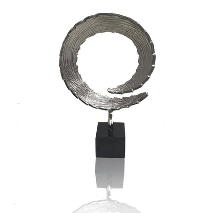 3" X 10" X 15.5" Silver And Black Small Tail Sculpture