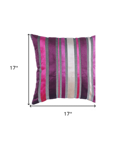 Set Of 2 Purple Varigated Stripe Decorative Pillow Covers