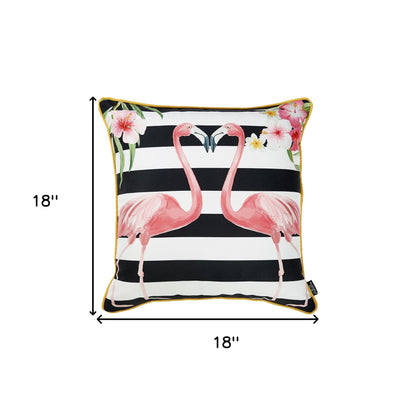 Black And White Flamingo Lovers Decorative Throw Pillow Cover