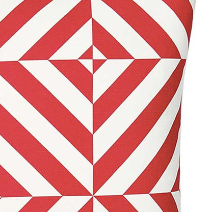 Red And White Geometric Squares Decorative Throw Pillow Cover