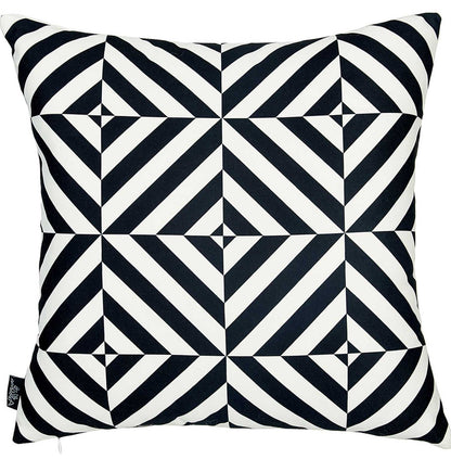 Black And White Geometric Diagram Decorative Throw Pillow Cover