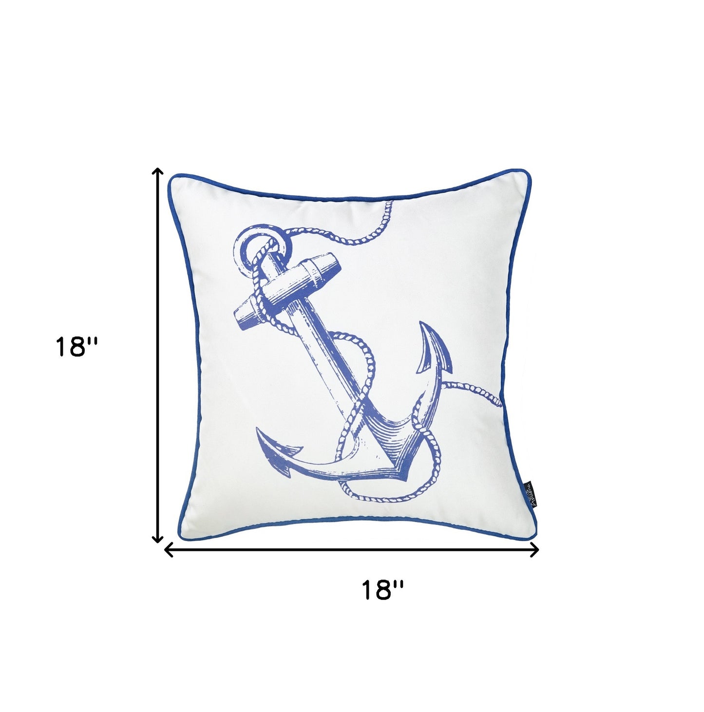 Blue And White Nautical Anchor Decorative Throw Pillow Cover
