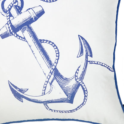 Blue And White Nautical Anchor Decorative Throw Pillow Cover
