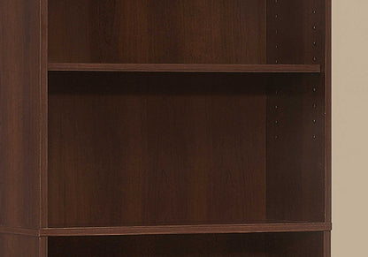 71" Brown Adjustable Five Tier Standard Bookcase