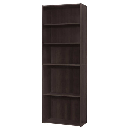 11.75" X 24.75" X 71.25" Cappuccino 5 Shelves  Bookcase