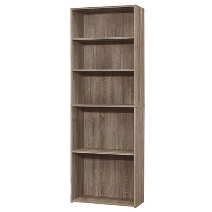 71" Taupe Adjustable Five Tier Standard Bookcase