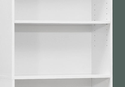 71" White Adjustable Five Tier Standard Bookcase