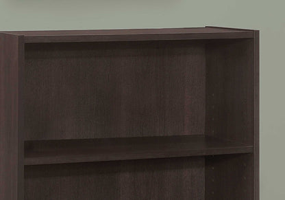 36" Brown Adjustable Three Tier Standard Bookcase