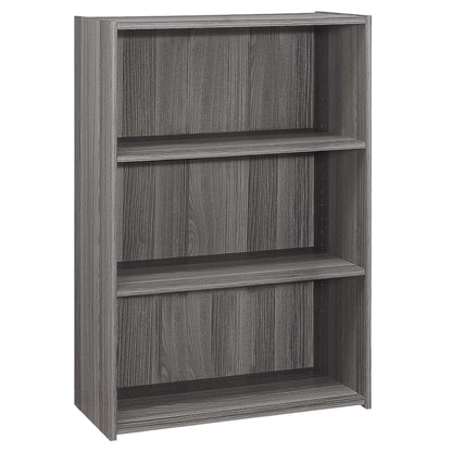 36" Gray Adjustable Three Tier Standard Bookcase