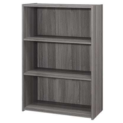 36" Gray Adjustable Three Tier Standard Bookcase