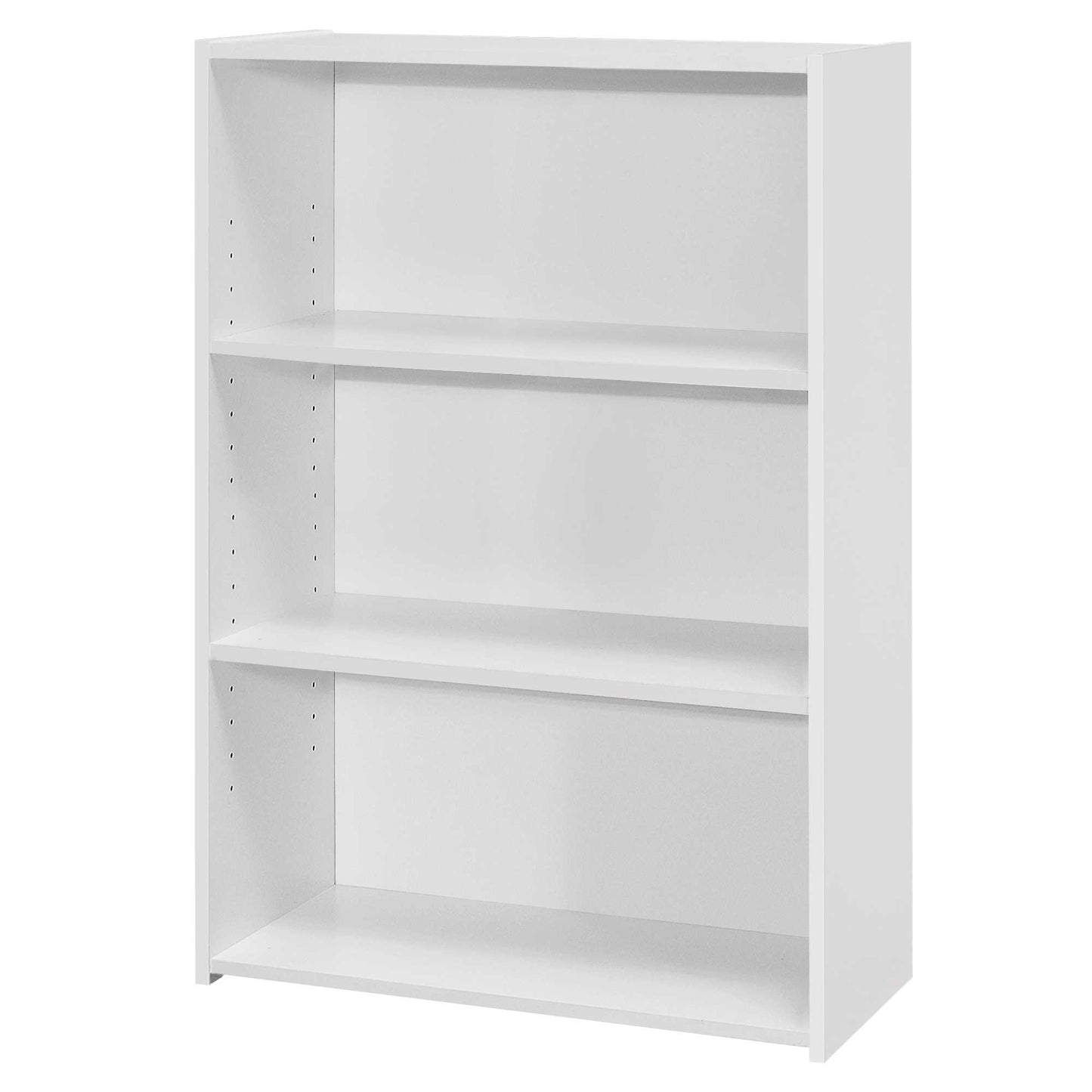 36" White Adjustable Three Tier Standard Bookcase