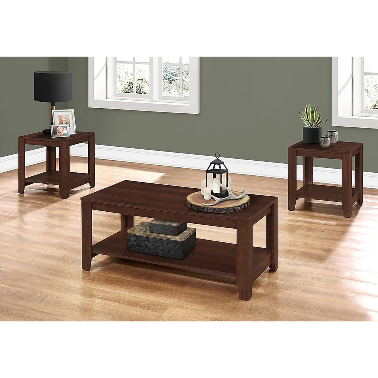 Set of Three 42" Brown Coffee Table