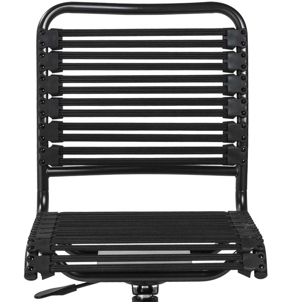 Black Swivel Adjustable Task Chair Bungee Back Steel Frame