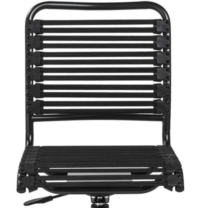 Black Swivel Adjustable Task Chair Bungee Back Steel Frame
