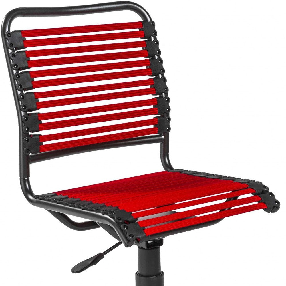 Black Swivel Adjustable Task Chair Bungee Back Steel Frame