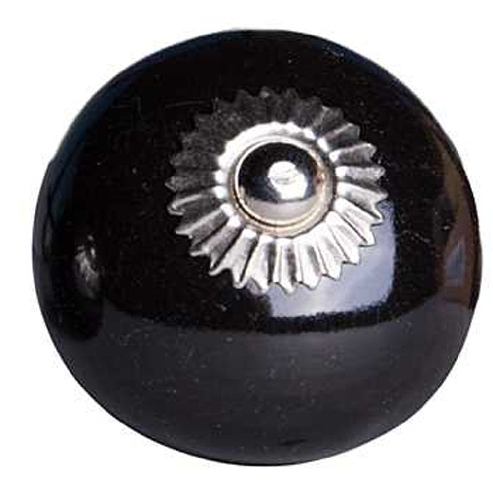 1.5" X 1.5" X 1.5" Ceramic Metal Black 12 Pack Knob