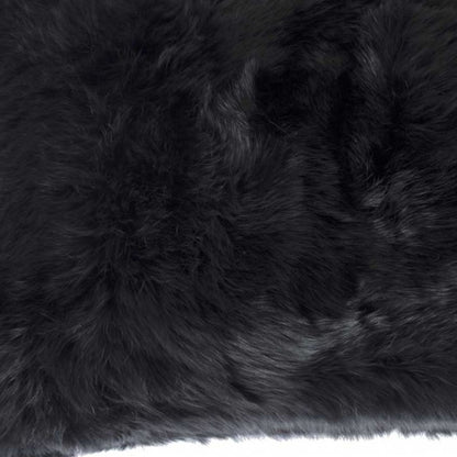 5" X 12" X 20" 100% Natural Rabbit Fur Black Pillow