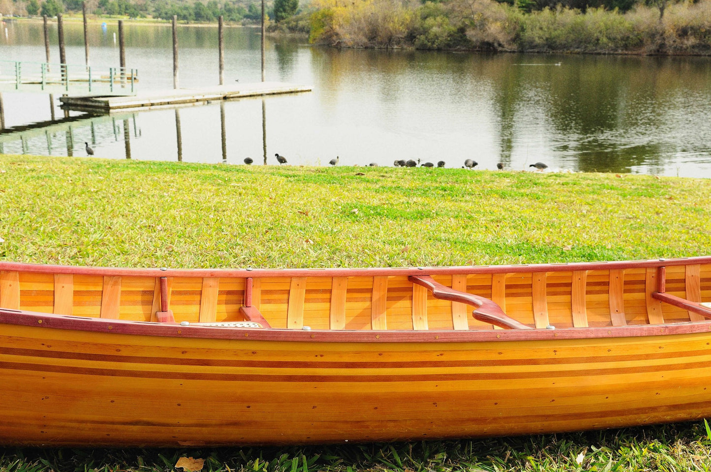 28.5" X 144" X 21" Wooden Canoe With Ribs Curved Bow