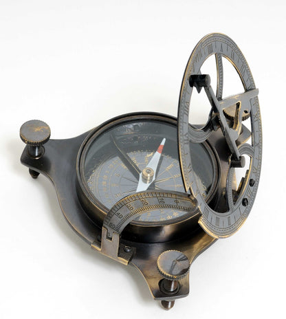 3.25" X 3.25" X 3.25" Sundial Compass In Wood Box Small