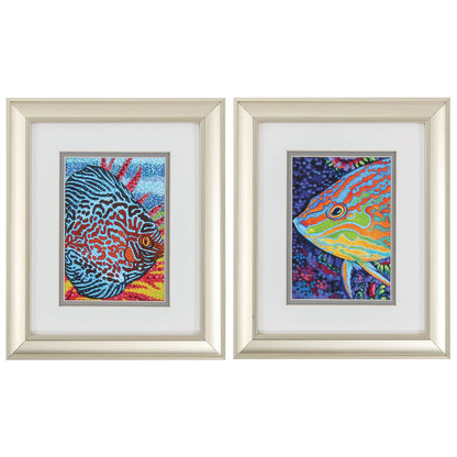 10" X 12" Champagne Gold Color Frame  Tropical Fish (Set Of 2)