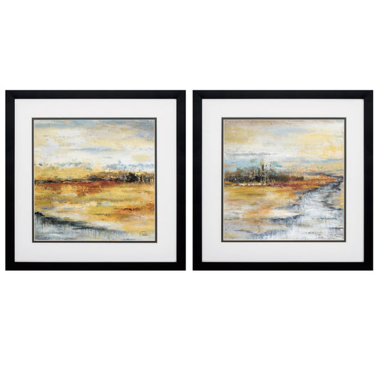 17" X 17" Silver Frame Silver River (Set Of 2)