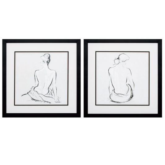 17" X 17" Silver Frame Poised Pose (Set Of 2)