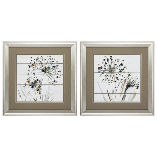 19" X 19" Brushed Silver Frame Natures Lace (Set Of 2)