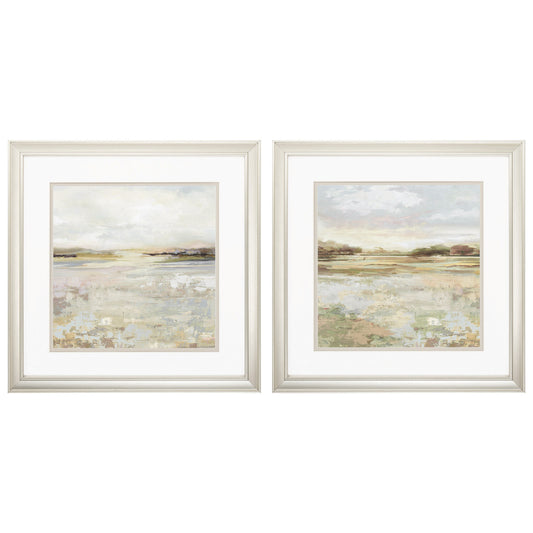 18" X 18" Champagne Gold Color Frame  Sunset (Set Of 2)