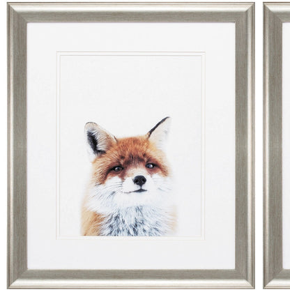 19" X 22" Brushed Silver Frame Fox Racoon (Set Of 2)