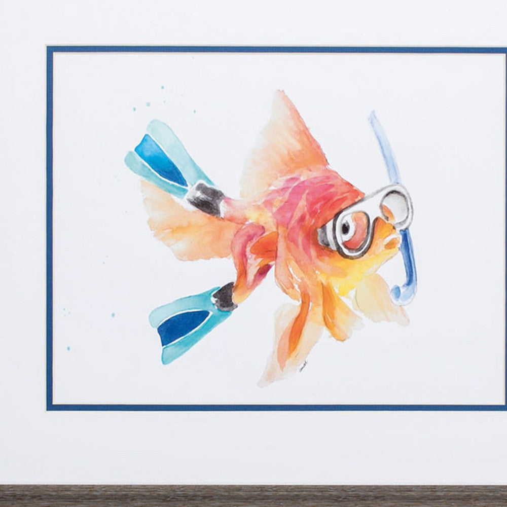 22" X 19" Distressed Wood Toned Frame Fish Crab (Set Of 2)