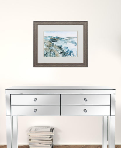 22" X 19" Distressed Wood Toned Frame Watercolor Views (Set Of 2)