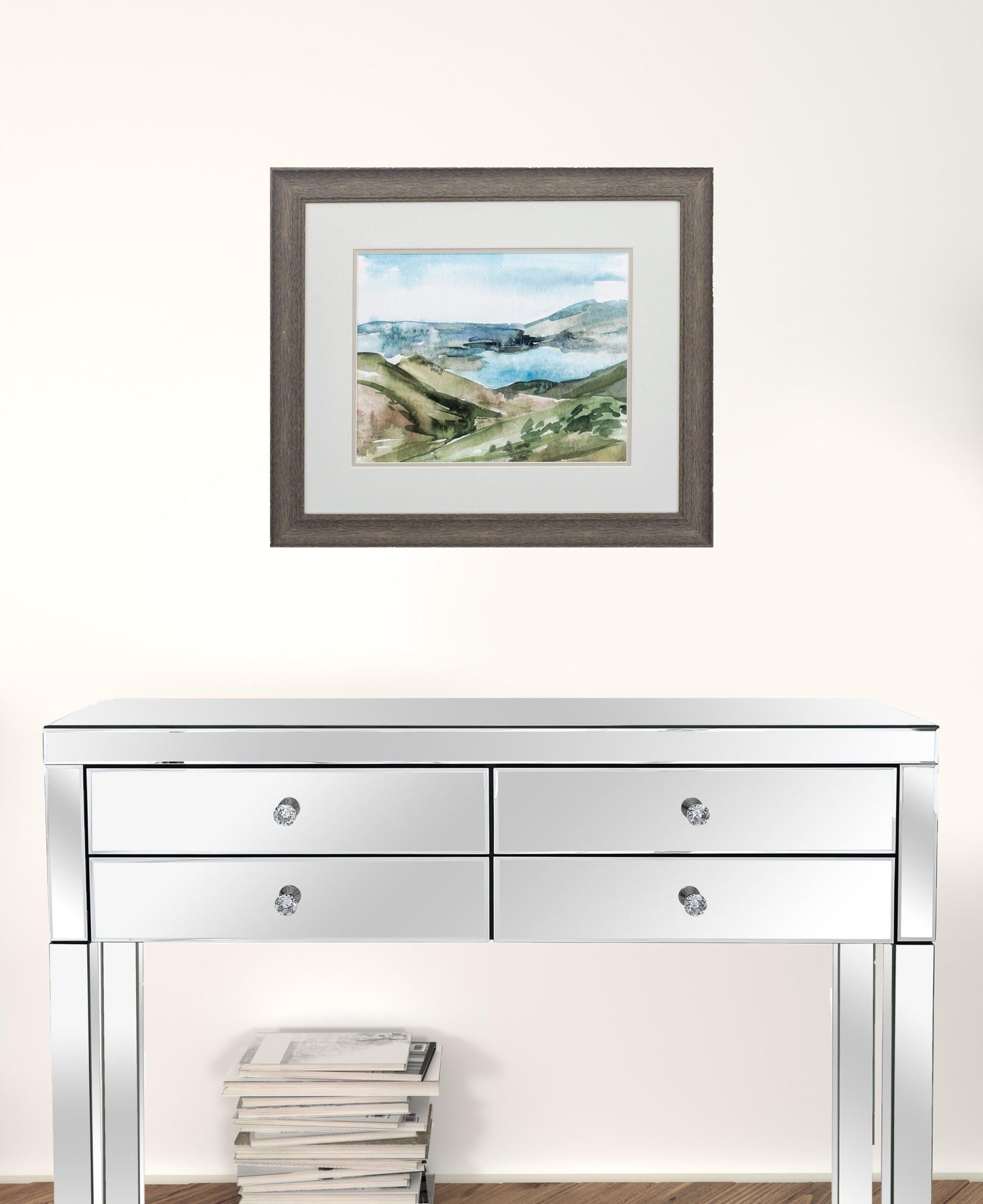 22" X 19" Distressed Wood Toned Frame Watercolor Views (Set Of 2)