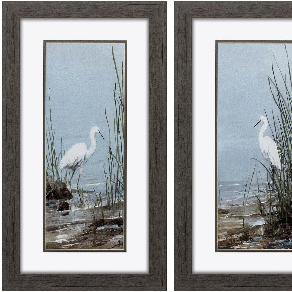 15" X 27" Woodtoned Frame Island Egret (Set Of 2)