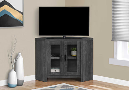42" X 15.5" X 30" Black Reclaimed Wood-Look Corner TV Stand