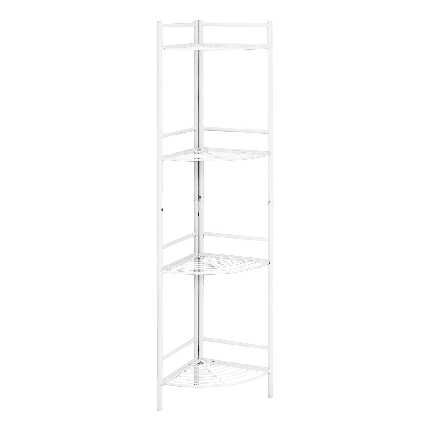 58" White Metal Four Tier Corner Bookcase